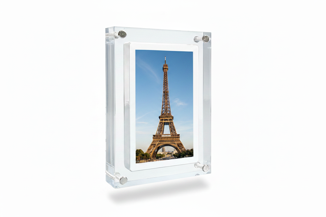 StoryFrame Digital Photo Frame displaying Eiffel Tower
